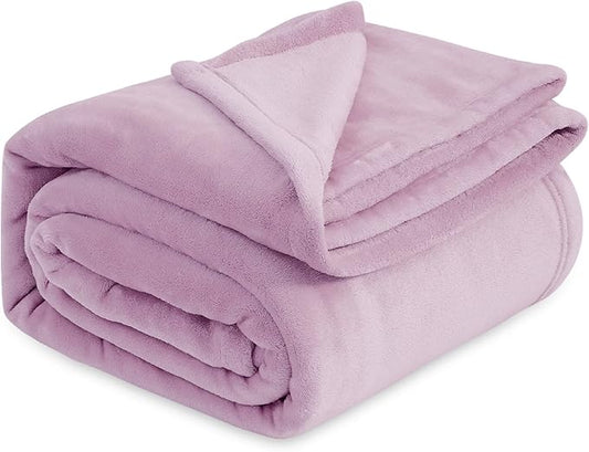Bedsure GentleSoft Fleece Blankets Queen Size Lilac Lavender - Bed Blanket Soft Lightweight Plush Fuzzy Cozy Luxury Microfiber, 90x90 inches
