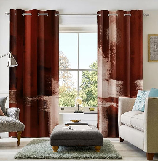 Asuexpect Red Curtains 2 Panels Abstract Rust Curtain Room Darkening Grommet Window Treatments Modern Decorative for Bedroom Living Room, 52x63 Inches