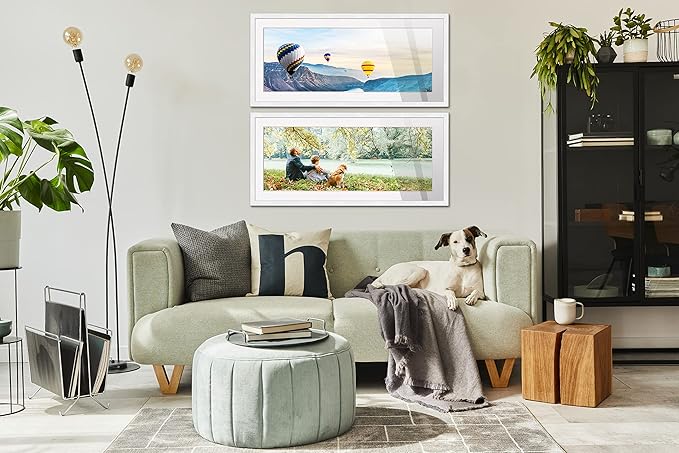 13x39 Frame White Wood with White Mat | 16x42 Frame Matted to 13x39 | Display Your Poster Under UV Acrylic Shatter Guard Front, with Foam Board Backing and Wall Hanging Hardware - Gallery Frame
