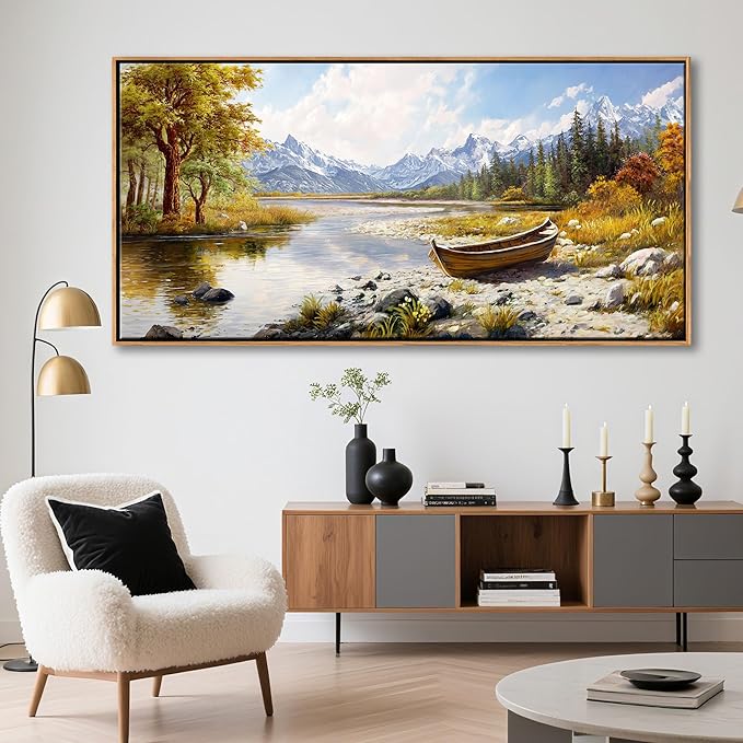 Mofutinpo Mountain Landscape Wall Art - Nature Forest Canvas Art for Living Room, Bedroom & Dining Room - Framed Paintings for Wall Decor - Large Scenic Artwork for Home 29x58IN