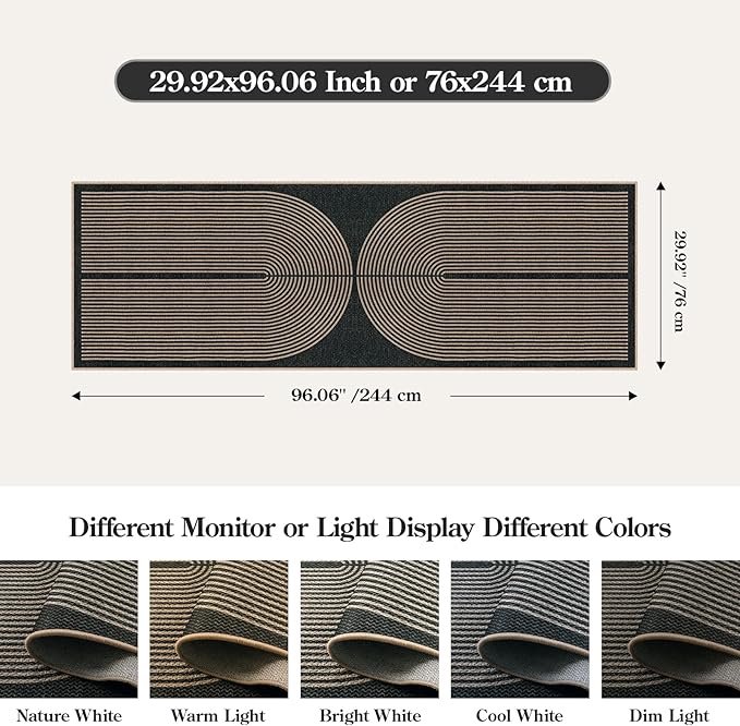 Lahome Modern Rainbow Kitchen Runner Rug, 2x8 Easy Jute Rug Runners for Hallways Entry Farmhouse Indoor Outdoor Carpet, Contemporary Washable Non Slip Runner for Laundry Room Porch