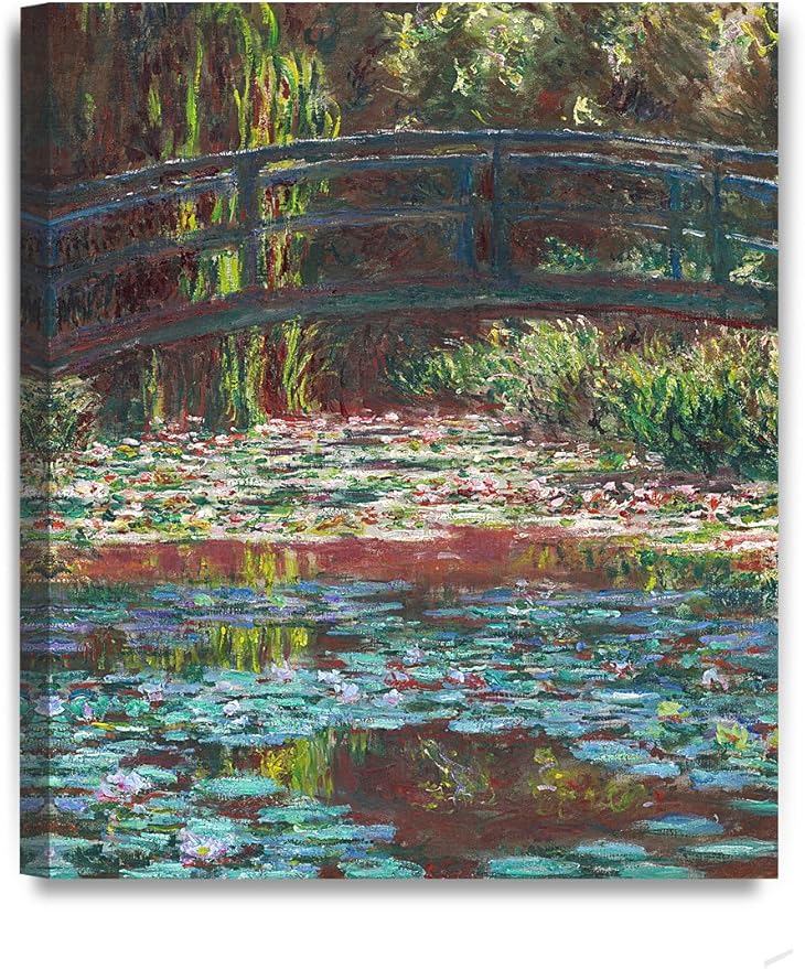 DECORARTS - Water Lily Pond 1900, Claude Monet Art Reproduction. Giclee Canvas Prints Wall Art for Home Decor 20x24''