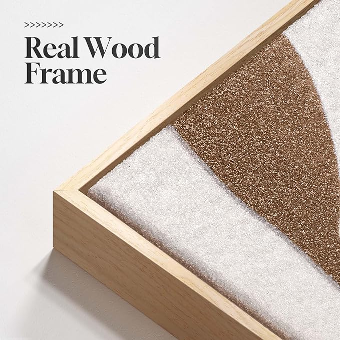 Framed Boho Coastal Beach Wall Art for Living Room, Large Neutral Ocean Canvas Artworks for Walls, Horizontal Abstract Minimalist Coastal Art Print for Bedroom Kitchen Office Wall Decor, 20x60 Inch