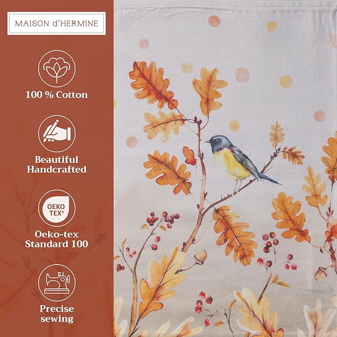 Maison d' Hermine Placemats Set of 4 100% Cotton Washable Cloth Place Mats, Reusable Table Mats for Kitchen Dining Decoration, Party, Wedding, Restaurant (Oak Leaves, 13" x 19")