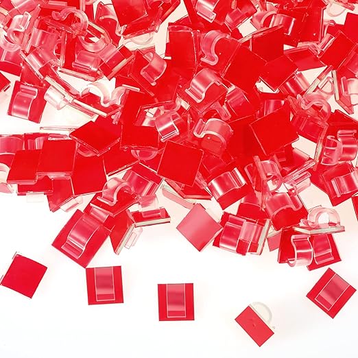 Namalu 60 Pieces Mini Cable Clips Hooks Christmas Light Clips Self Adhesive Light Hooks Cord Clips for Desk Outdoor String Lights(Medium,Clear)