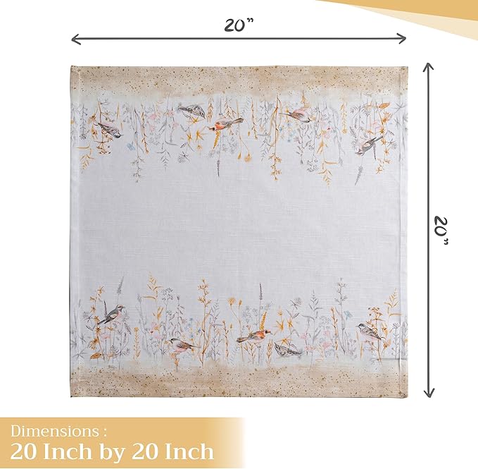 Maison d' Hermine Cloth Napkins Set of 4 100% Cotton Everyday Reusable Square Napkins Cloth Washable, Dinner, Party, Wedding, Restaurant, Spring/Summer (Meadow Florals - Beige, 20" x 20")