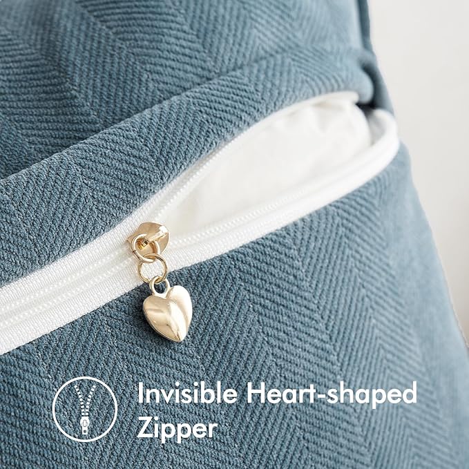 MIULEE Pack of 2 Dusty Blue Decorative Pillow Covers 18x18 Inch Soft Chenille Luxurious Couch Throw Pillows Farmhouse Cushion Covers with Elegant Design for Sofa Bedroom Living Room Home Decor