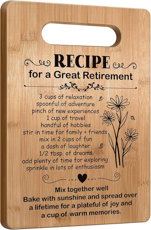 Retirement Gifts for Women 2025, Retired Cutting Board Gifts, Coworker Leaving Gifts for Women, Going Away Gifts for Coworker Boss Lady Leader Colleague Friends-Recipe for a Great Retirement