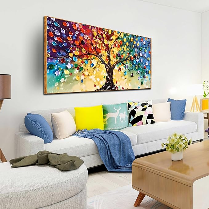 ZHAOSHOP Tree Pictures Wall Decor - Colorful Abstract Wall Art for Living Room - Large Picture Frames for Wall Ready to Hang Size 29" x 59"