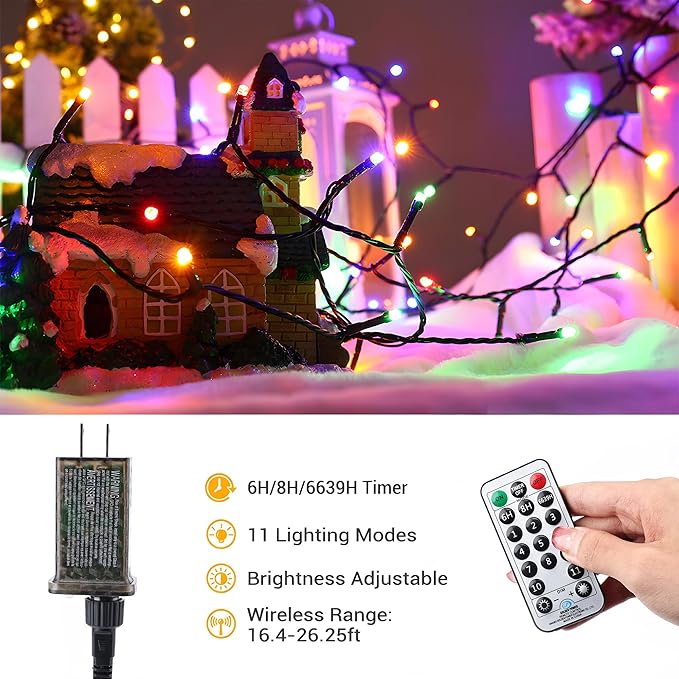 Brizled Color Changing Tree Lights, 115ft 300 LED Christmas String Lights with Remote, 11 Modes Cool White & Multicolor Christmas Lights Connectable Xmas Lights Green Wire for Xmas Home
