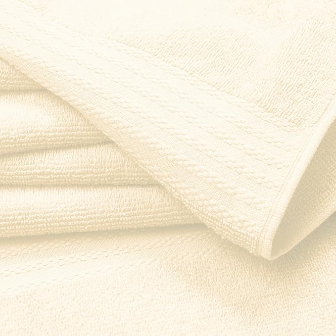 GLAMBURG Ultra Soft 8-Piece Towel Set - 100% Pure Ringspun Cotton, Contains 2 Oversized Bath Towels 27x54, Hand 16x28, 4 Wash Cloths 13x13 Ideal for Everyday use, Hotel & Spa Ivory Cream