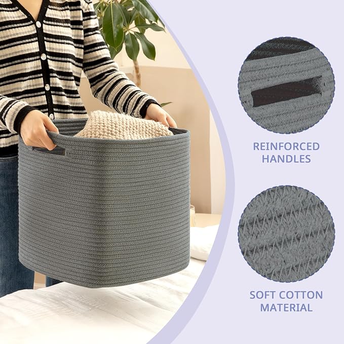 OIAHOMY Storage Cubes, 13 Inch Cube Storage Organizer, Collapsible Storage Bins, Baskets for Organizing, Storage Bins for Shelves-Dark Grey, 2-PACK