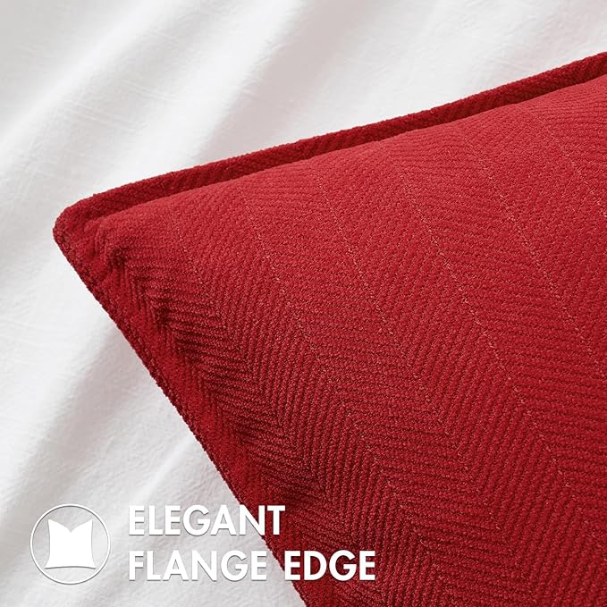 MIULEE Pack of 2 Red Decorative Pillow Covers 16x16 Inch Soft Chenille Luxurious Couch Throw Pillows Farmhouse Cushion Covers with Elegant Design for Sofa Bedroom Living Room Home Decor