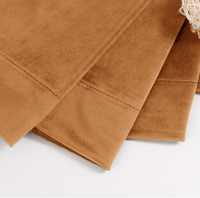 BGment Burnt Orange Velvet Curtains 84 inches 2 Panels - Luxury Blackout Thermal Insulated Super Soft Fall Decor Window Curtains for Bedroom Living Room with Rod Pocket and Back Tab, 52 x 84 Inch