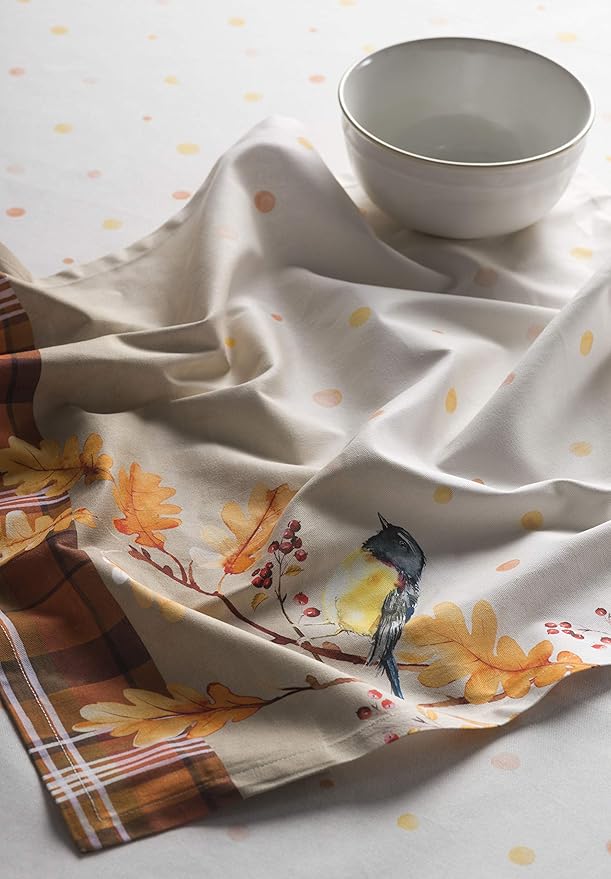 Maison d' Hermine Cloth Napkins Set of 4 100% Cotton Everyday Reusable Square Napkins Cloth Washable, Dinner, Party, Wedding, Restaurant (Oak Leaves, 20" x 20")