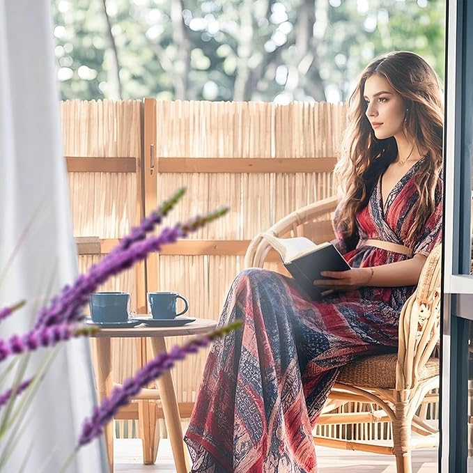 KOL 4ft Artificial Veronica Spiked Speedwell Grass, 47in Faux Veronica Spicata Flower, Tall Fake Reed Grass for Home Office Garden Wedding Decor, Indoor Outdoor Fake Plant, UV-Resistant, Purple