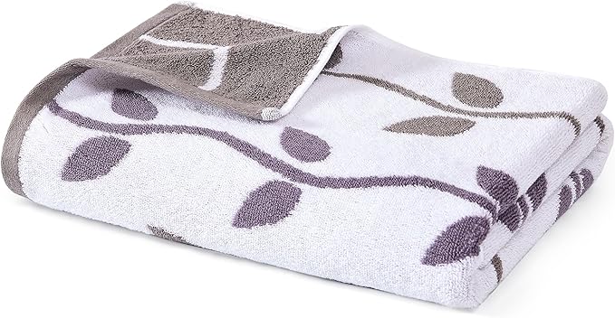 Modern Threads Organic Vines 6-Piece 100% Cotton Towel Set – Yarn Dyed Jacquard & Solid – Includes 2 Bath Towels, 2 Hand Towels, 2 Washcloths – Absorbent, Quick Dry, Soft & Durable – Lavender