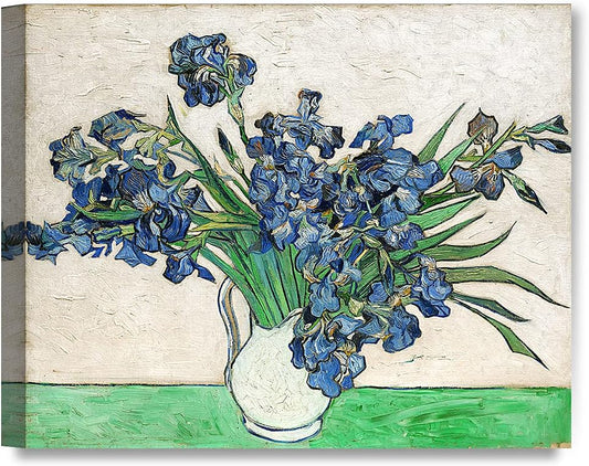 DECORARTS - Vase with Irises1889, Vincent Van Gogh Art Reproduction. Giclee Canvas Prints Wall Art for Home Decor 30x24