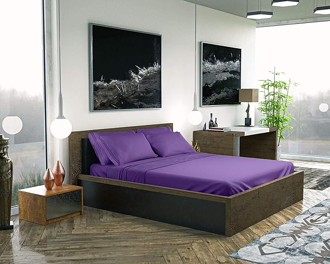 DREAMCARE Queen Sheet Set – 6 pcs Cooling Bed Sheets – up to 15” Deep Sheets Queen Size Bed Set – 2500 Supreme Collection – Extra Soft 100% Brushed Microfiber Hotel Luxury with Side Pocket – Purple