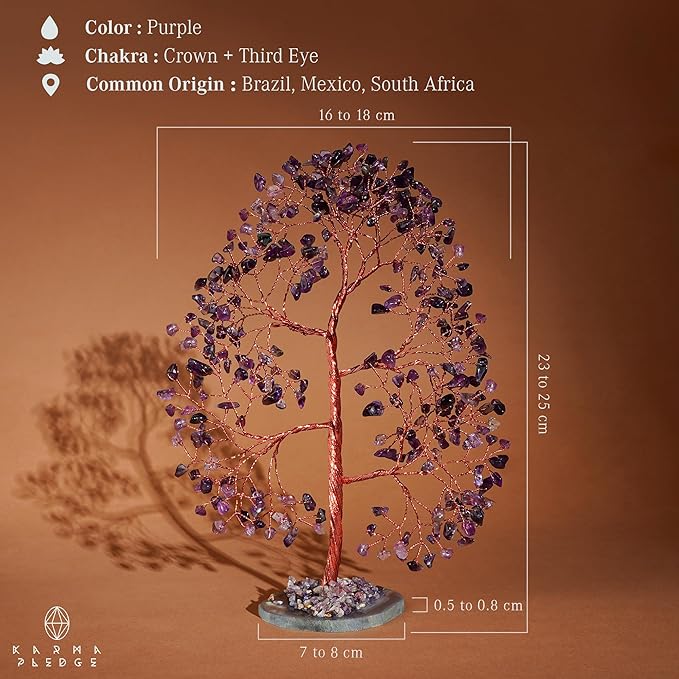 Crystal Trees for Home and Office Decoration, Amethyst Chakra Healing Crystals Feng Shui Handmade Trees for Positive Energy, Money, Good Luck, Christmas Decor, Birthday Gifts for Women, Mom