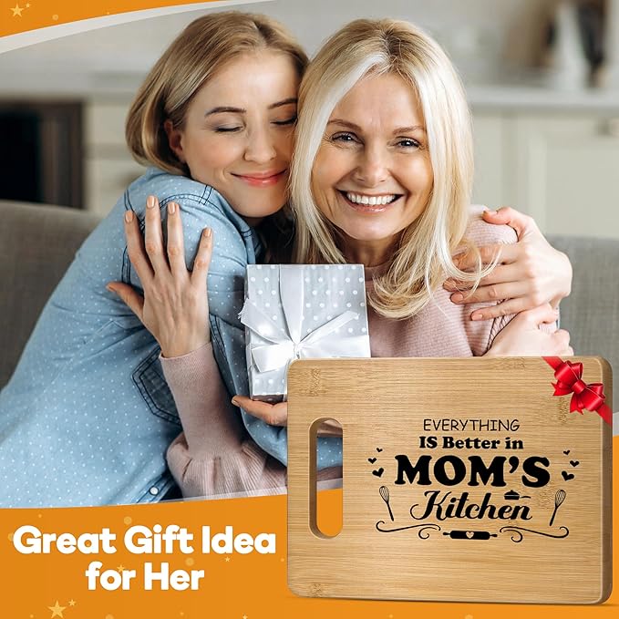Mom Gifts for Mothers Day,Birthday,Easter Gifts for Mom from Daughter Son,Best Mom Ever Gifts,Personalized Engraved Bamboo Cutting Board Gift for Mom Bonus Mom New Mom Step Mama,Great Women Gift Ideas