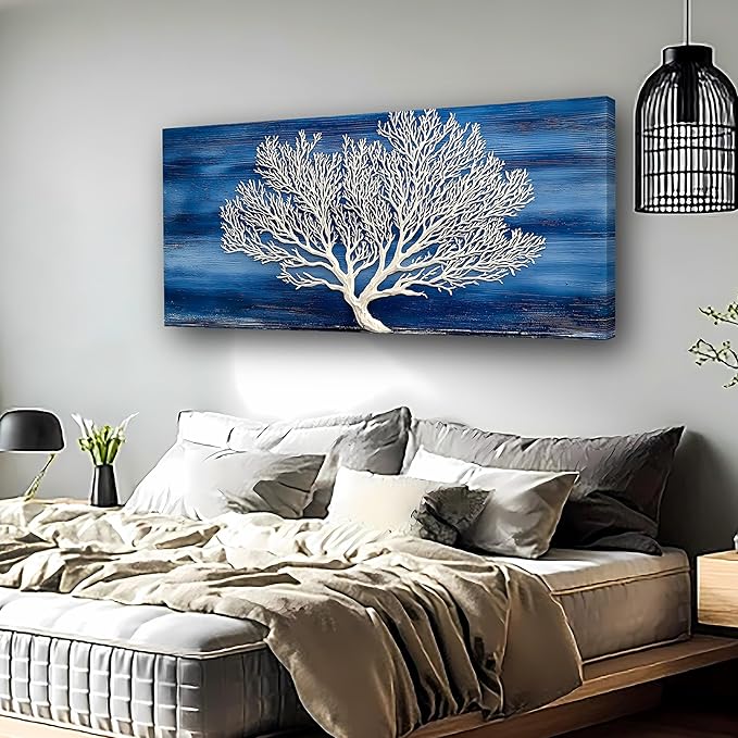 Abstract Wall Art Canvas Print White Tree Trunk Painting Bathroom Decor Paintings Modern Style Living Room Bedroom Office Home Kitchen Decor Nature Landscape Artwork Wooden Frame 20x40 Inches