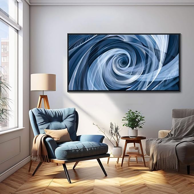 YDYSUNE Abstract art painting blue pictures wall decor white background modern artwork decoration living room bedroom kitchen 29x58inches