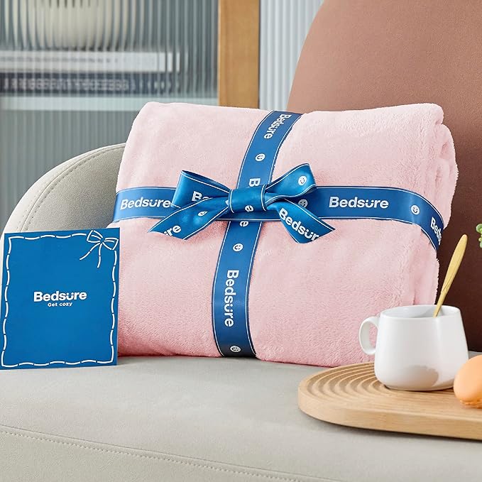Bedsure GentleSoft Pink Fleece Blanket - 300GSM Soft Lightweight Plush Cozy Blankets for Bed, Sofa, Couch, Travel, Camping, 50x70 inches