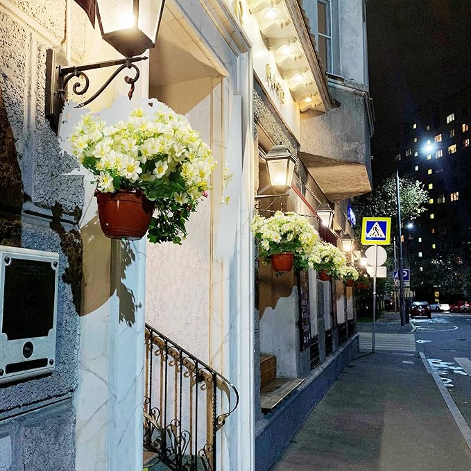 Uieke 12 Bundles Artificial Fake Flowers Outdoors UV Resistant Faux Daisy Mums Silk Flowers Bulk No Fade Shrubs Plants for Indoor Outside Home Wedding DIY Garden Porch Summer Décor (White)