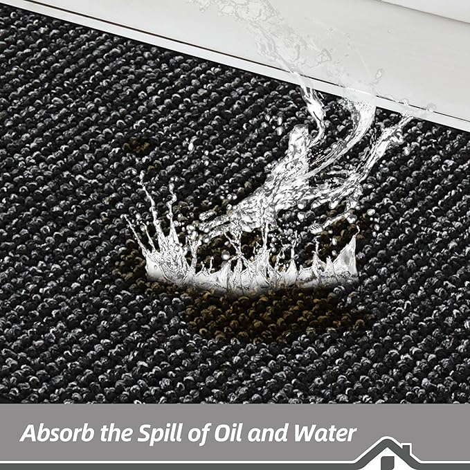 BEQHAUSE Kitchen Runner Rugs 24"x60", Non-Slip Kitchen Mats for Floor, Super Absorbent and Stain Resistant Kitchen Rug, Machine Washable Rugs for Kitchen, Hallway, Laundry & Sink, Black