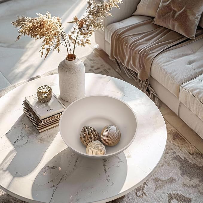 Large Decorative Concrete Bowl, Modern Handicraft Bowls for Home Decor, Decorative Fruit Bowl for Kitchen Counter, Stylish Key Bowl for Entry Table, Gray