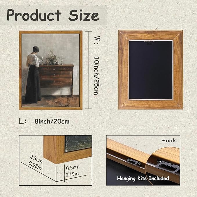 KBKBART Vintage Wall Decor Art Print, Framed Canvas Wall Art Mid-Century Lady Classical Women Painting Picture, Vintage European Portrait Painting for Bedroom Bathroom Decor Wall Art(8"x10")