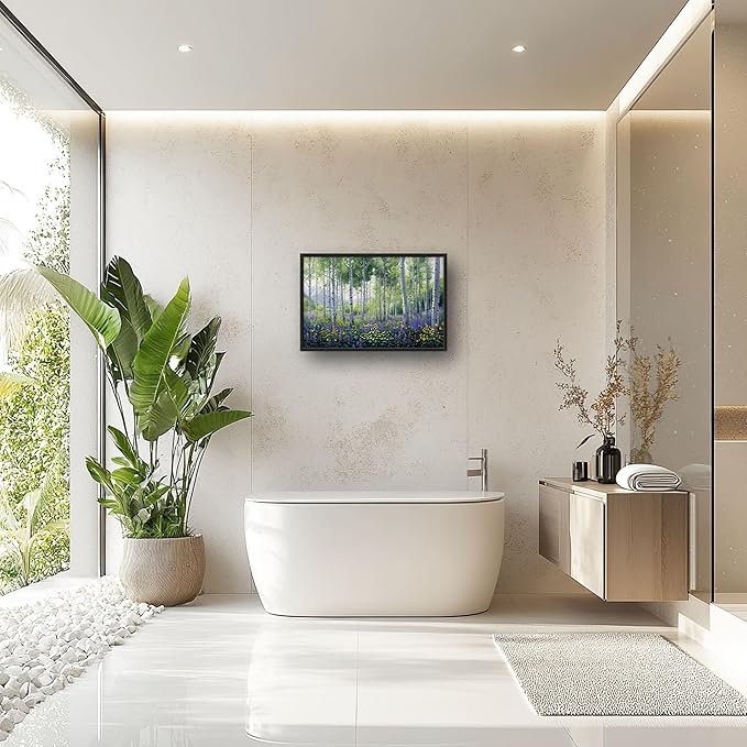 Birch Large Wall Art for Living Room Framed, Forest Wall Decor Pictures, Nature Scenery Canvas Print Painting, Aesthetic Artwork Bedroom Office Home Decor 36"x24"