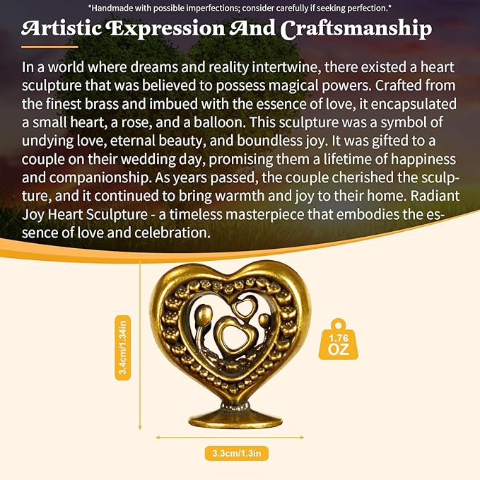 CHOVY Heart-Blossoming Love Token Retro Solid 100% Brass Handcrafted Large Heart Encrusted with Roses Perfect for Couples Celebrations Anniversaries Home Decor Desk Ornaments Collectible