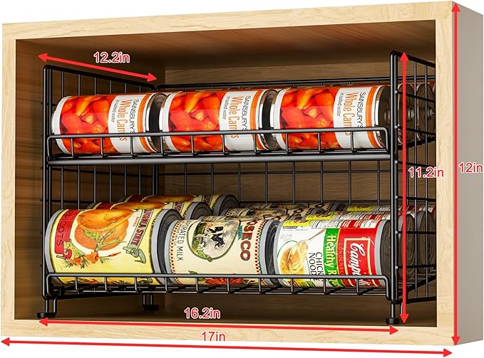 2-Pack Stackable Rack Organizer, Storage for Kitchen Pantry Cabinet, Holders for Food, Multifunctional Dispenser for Snacks Soda