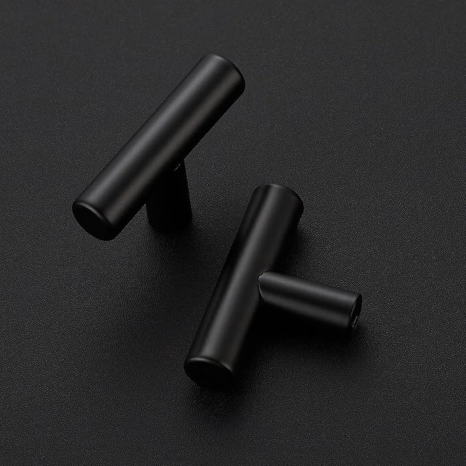30 Pack Matte Black Cabinet Knobs - Kitchen Cabinet Knobs Black Pulls for Kitchen Drawer Stainless Steel Dresser Hardware 2in Length Single Hole T Bar
