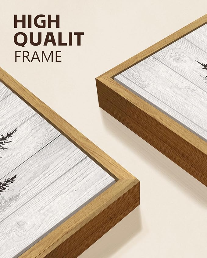 KUVIOKE Modern Pine Tree Framed Wall Decor Nature Forest Wall Decor Vintage Rustic Minimalist Paints for Farmhouse Bedroom Dining Room Decor12x16in (Natural Framed)