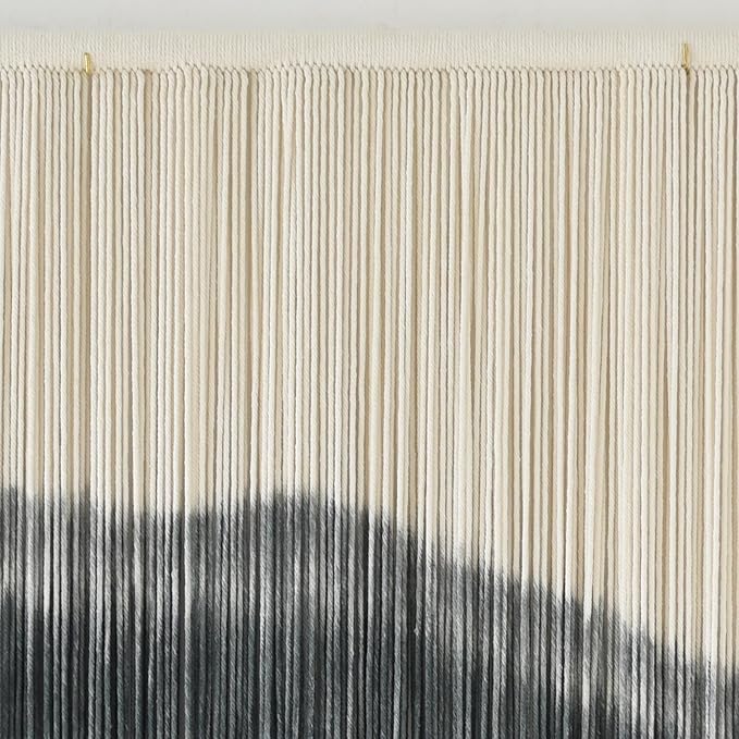 Jakalin Large Macrame Wall Hanging Dip Dyed Boho Wall Decor For Living Room Bedroom Entryway 57" Wx35 L Modern Fiber Yarn Wall Art Handmade Black Home Decor