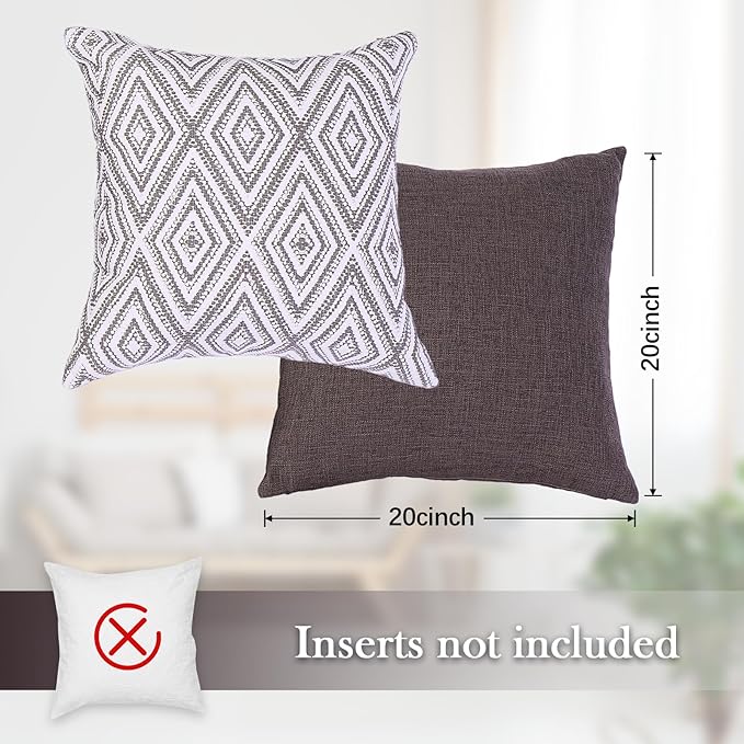 HPUK Decorative Throw Pillow Covers Set of 4 Couch Pillows Accent Cushion Cover for Couch Sofa Living Room, 20"x20" inches, Natural