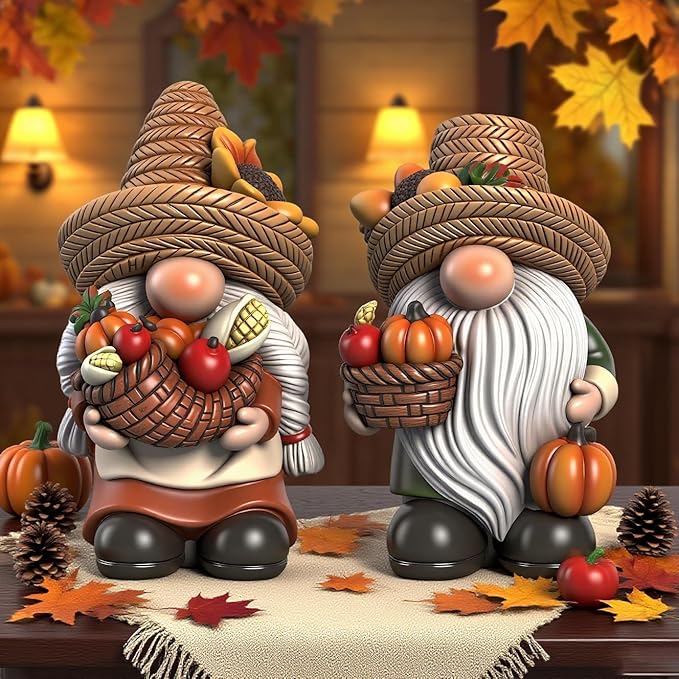 Fall Decorations for Home | Thanksgiving Table Decor - Fall Gnomes for Indoor & Otdoor Garden Pumpkin Thanksgiving Gnomes Figurines | Autumn Decor,Tabletop,Table Centerpieces, 4.2 "H