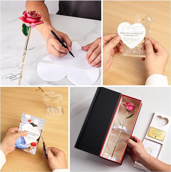 Gold Dipped Infinity Rose Last Forever Flower Decor, Birthday Gift for Women in Her Birthday Mothers Day, Resin Preserved Rose | Anniversary Present for Mom (Pink)