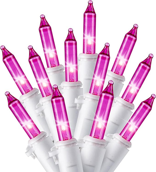 Joiedomi Christmas String Lights Indoor,100 Count Mini Pink Valentines Day Light,21.4 FT Lighting Decor for Patio Dorm Classroom Holiday Wedding Party Garland Birthday Festival,White Wire