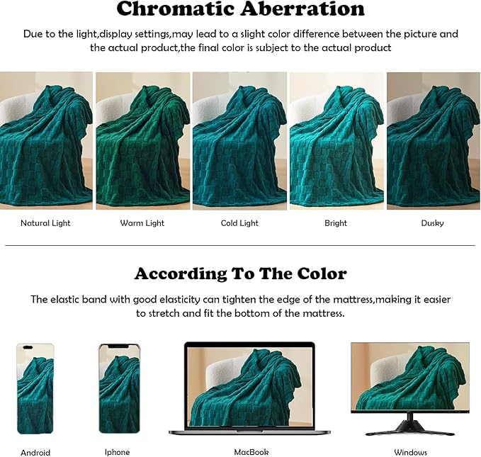 NEWCOSPLAY Super Soft Queen Blanket Dark Teal Premium Silky Flannel Fleece 3D Checkered Lightweight Bed Blanket All Season Use (Dark Teal Checkered, Queen(90"x90"))
