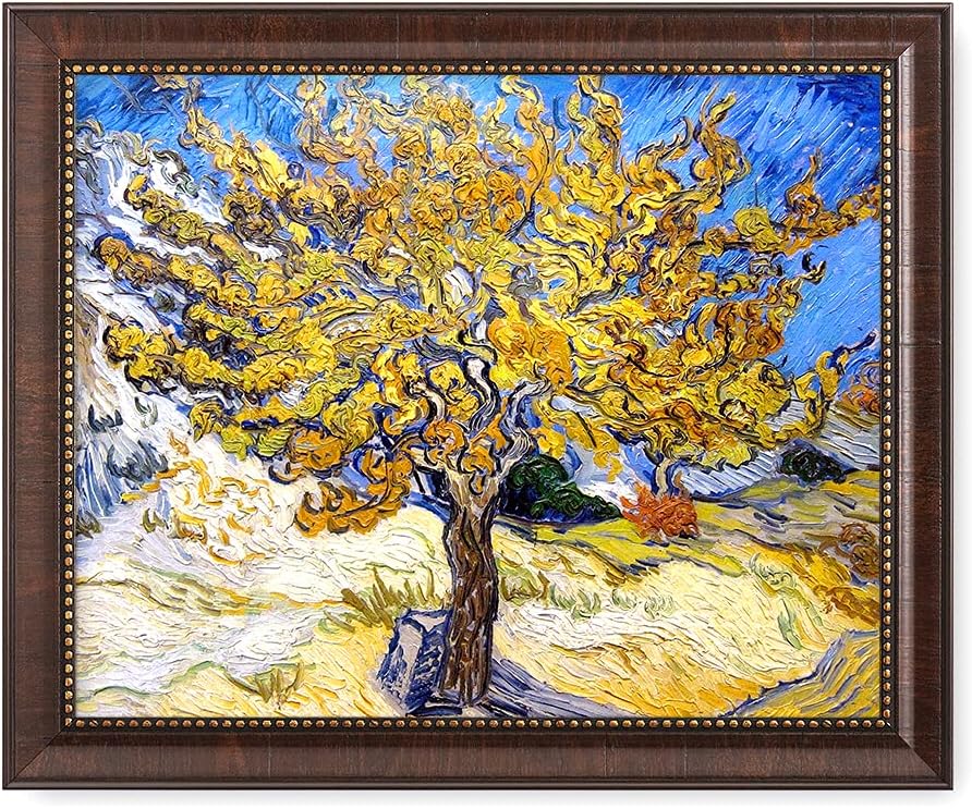 DECORARTS - The Mulberry Tree - Vincent Van Gogh Giclee Prints w/Antique Brown Frame for Wall Decor. Picture Size: 20x16, Total Size w/Frame: 23x19