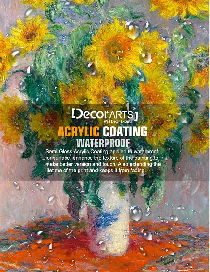 DECORARTS - Monet Sunflowers, Claude Monet Art Reproduction. Giclee Canvas Prints Wall Art for Home Decor 20x16