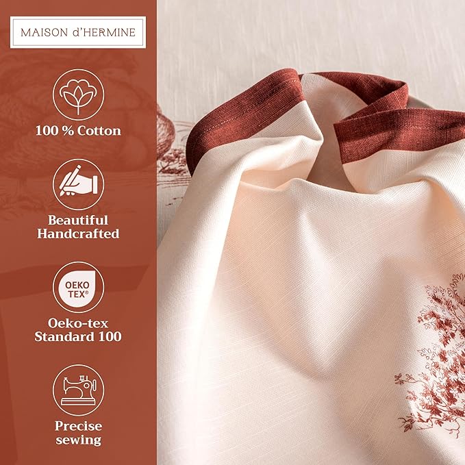 Maison d' Hermine Cloth Napkins Set of 4 100% Cotton Everyday Reusable Square Napkins Cloth Washable, Dinner, Party, Wedding, Restaurant (Holy Jouy - Brown, 20" x 20")