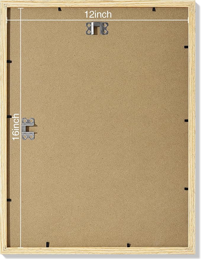 Vittanly 12x16 Picture Frames Set of 9, Shatter Resistant Plexiglass, Display 11x14 Pictures with Mat or 12x16 without Mat, Photo Frames for Wall Mount, Engineered Wood, OAK