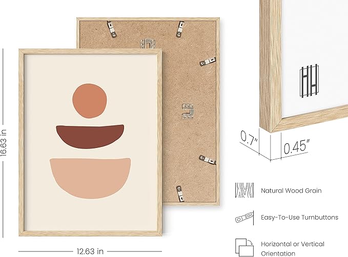 HAUS AND HUES Boho Wall Art Minimalist Wall Decor - Boho Art Prints Neutral Poster, Geometric Art Mid Century Modern Wall Art Wall Decor, Sun Semi Circle (Beige Framed, 12x16)