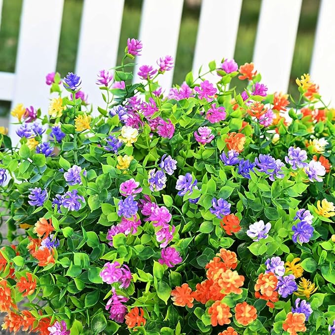 LADADA 12 Bundles Outdoor Plant Flowers, Multi Color UV Resistant, Outdoor Porch, Home Courtyard, Garden Decoration（Mix Color）