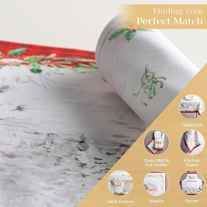 Maison d' Hermine Placemats Set of 4 100% Cotton Washable Cloth Place Mats, Reusable Table Mats for Kitchen Dining Decoration, Party, Wedding, Restaurant (Christmas Tradition, 13" x 19")